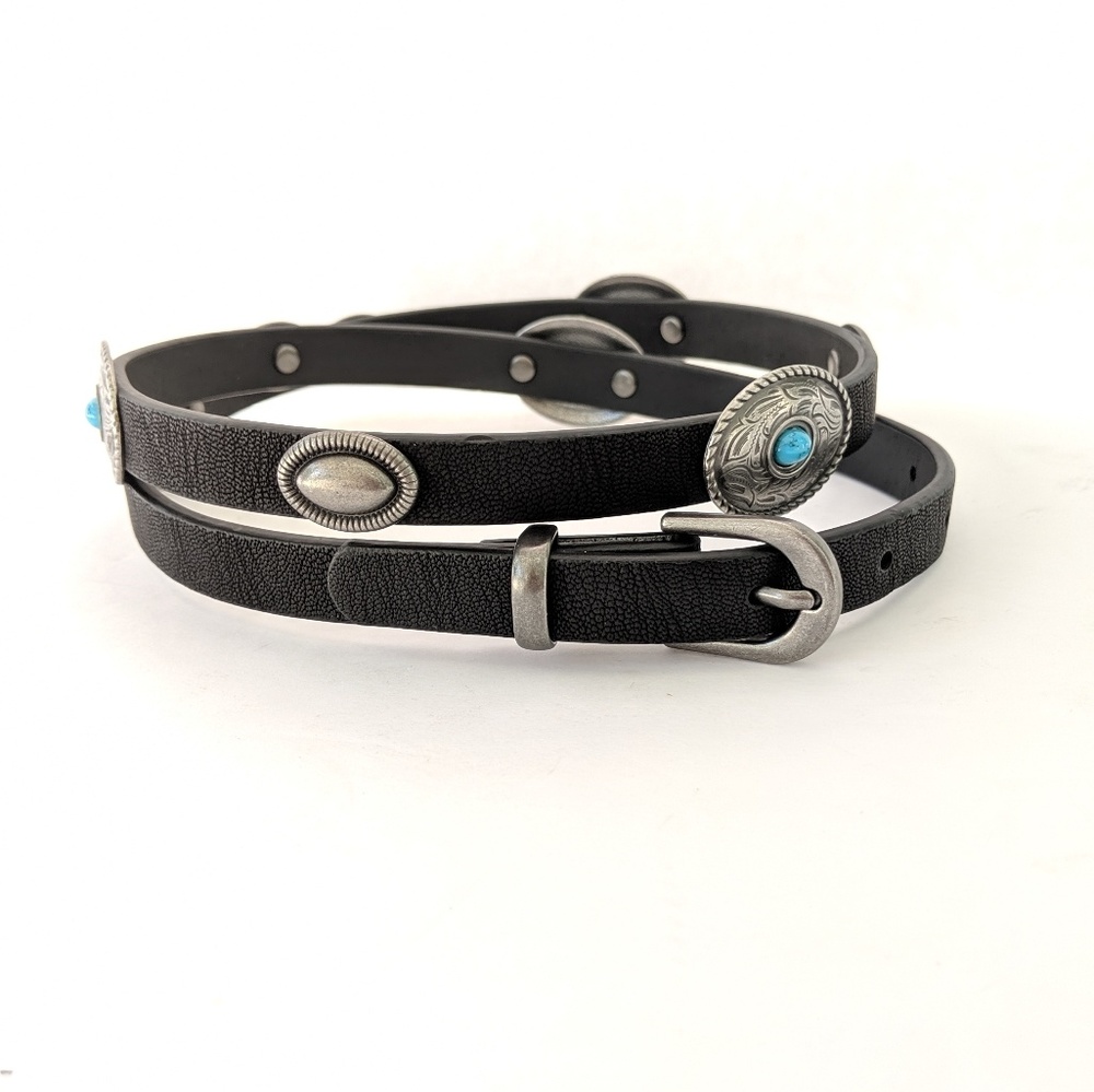 Express Turquoise Silver Vegan Leather Belt Small